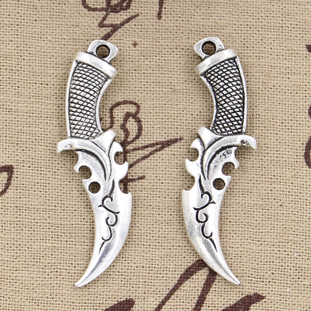 4 adet Charms hançer kılıç 50x12mm antik gümüş renk kolye DIY kolye el sanatları yapımı bulguları el yapımı tibet takı