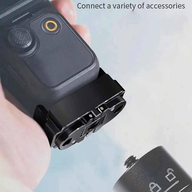 Quick Release Bracket para Dji Osmo Pocket 3, Quadro de Expansão, Handheld Gimbal, Acessório Câmera Ação, Black Metal, 1 Pc