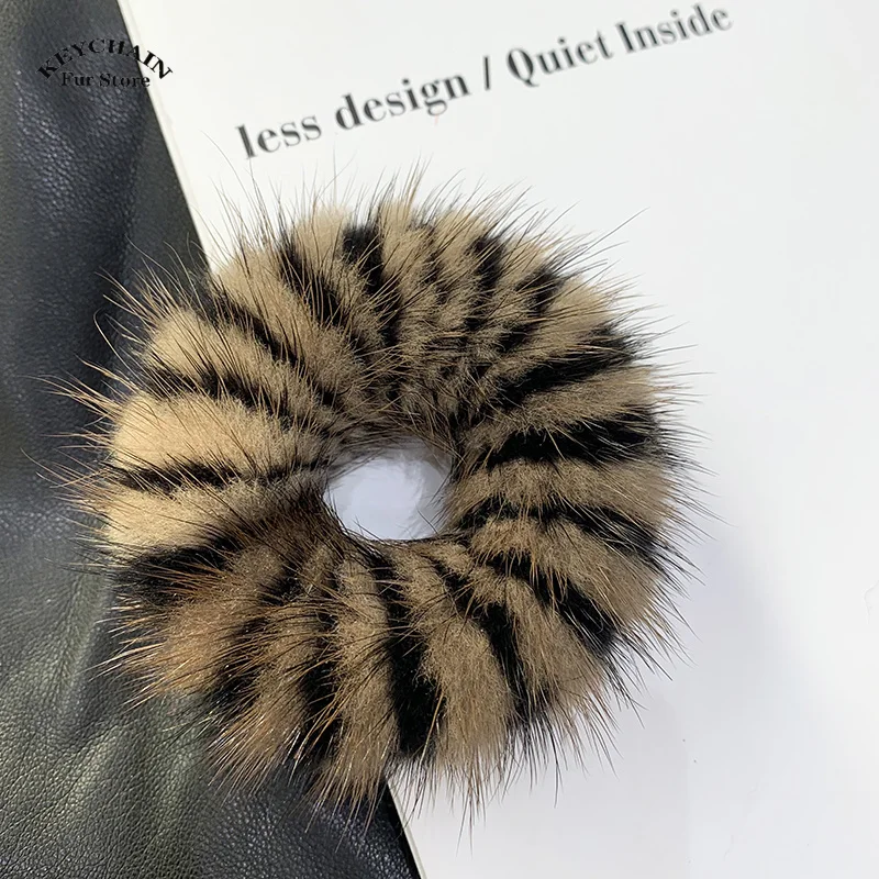 Fashion Hair Rope Real Mink Fur Elastic Bands Woman Luxury Genuine Fur Fluffy Hair Ties Girls Rubber Band Hair Ring Accessories