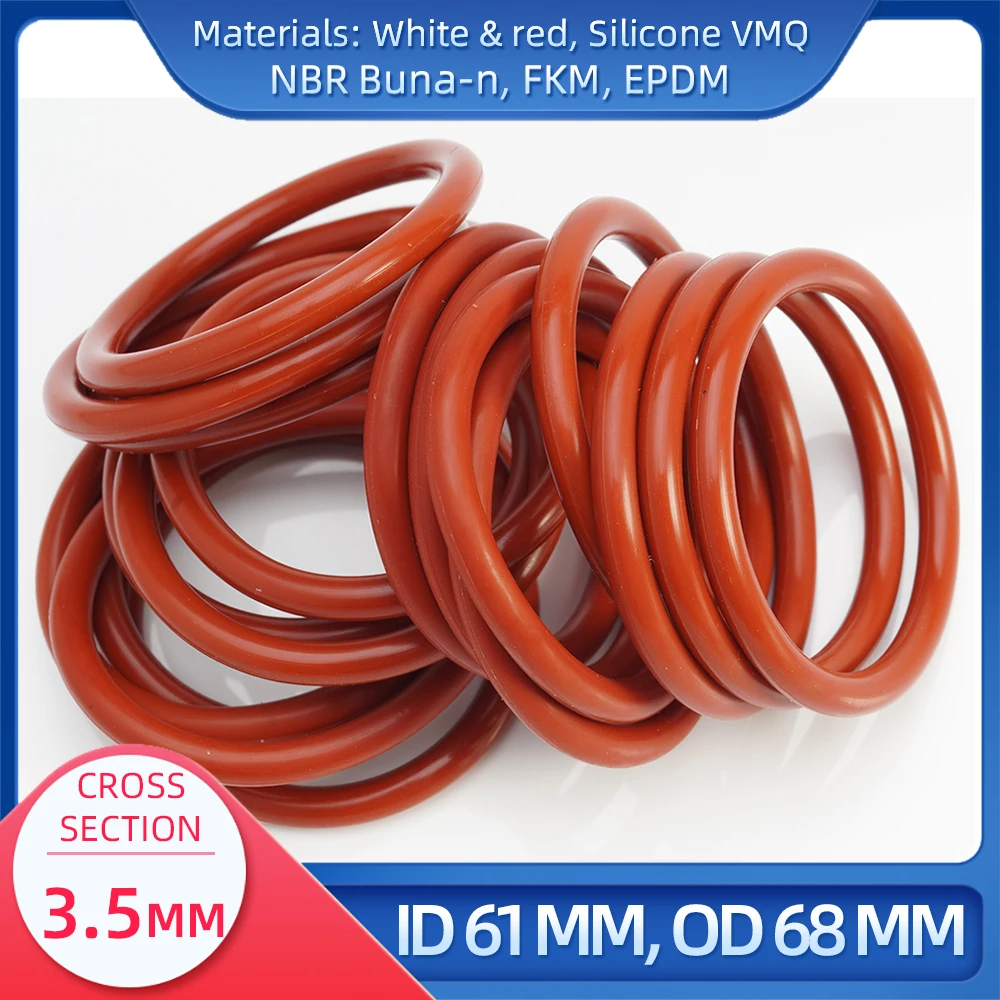 

O Ring CS 3.5 mm ID 61 mm OD 68 mm Material With Silicone VMQ NBR FKM EPDM ORing Seal Gaske