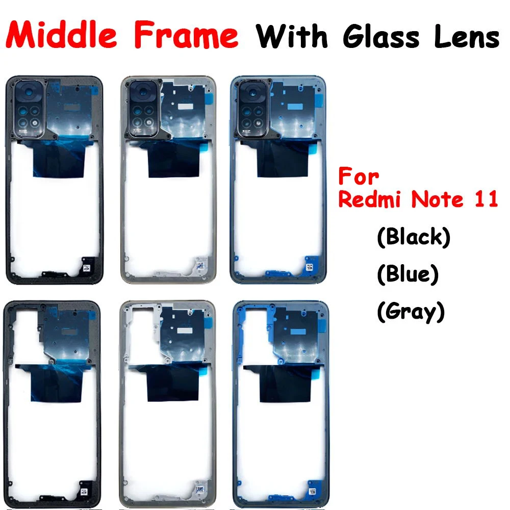 New Middle Bezel frame Antenna Case Cover Replacement Parts with NFC Flex Cable For Xiaomi Redmi Note 10 Pro / Note 11 4G