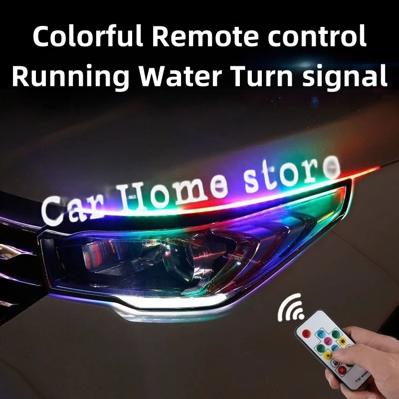 Car Accessories Running Water Turn Signal Eyebrow Lamp Modification Car Daytime Running Lights Start Scan Light Guide Strip