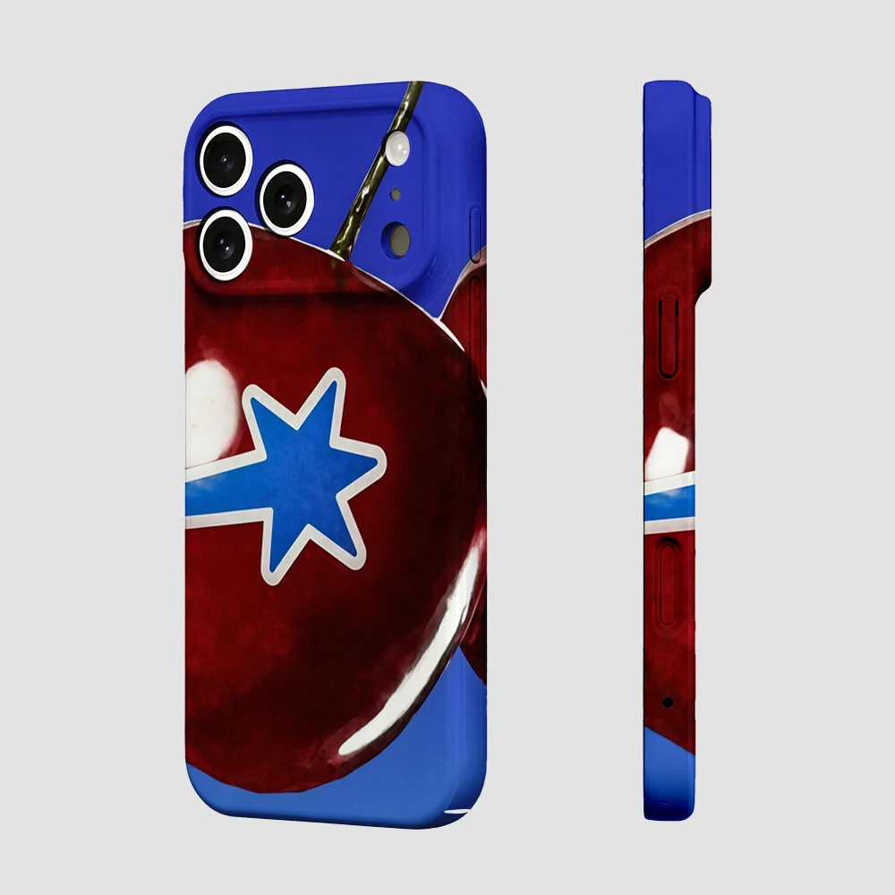 Red Cherry Blue Star Phone Case For iPhone 17 16 15 14 13 12 11 Pro Max Air 16e 7 8 Plus XS Max X XR Hard PC Bumper Cover - view 5