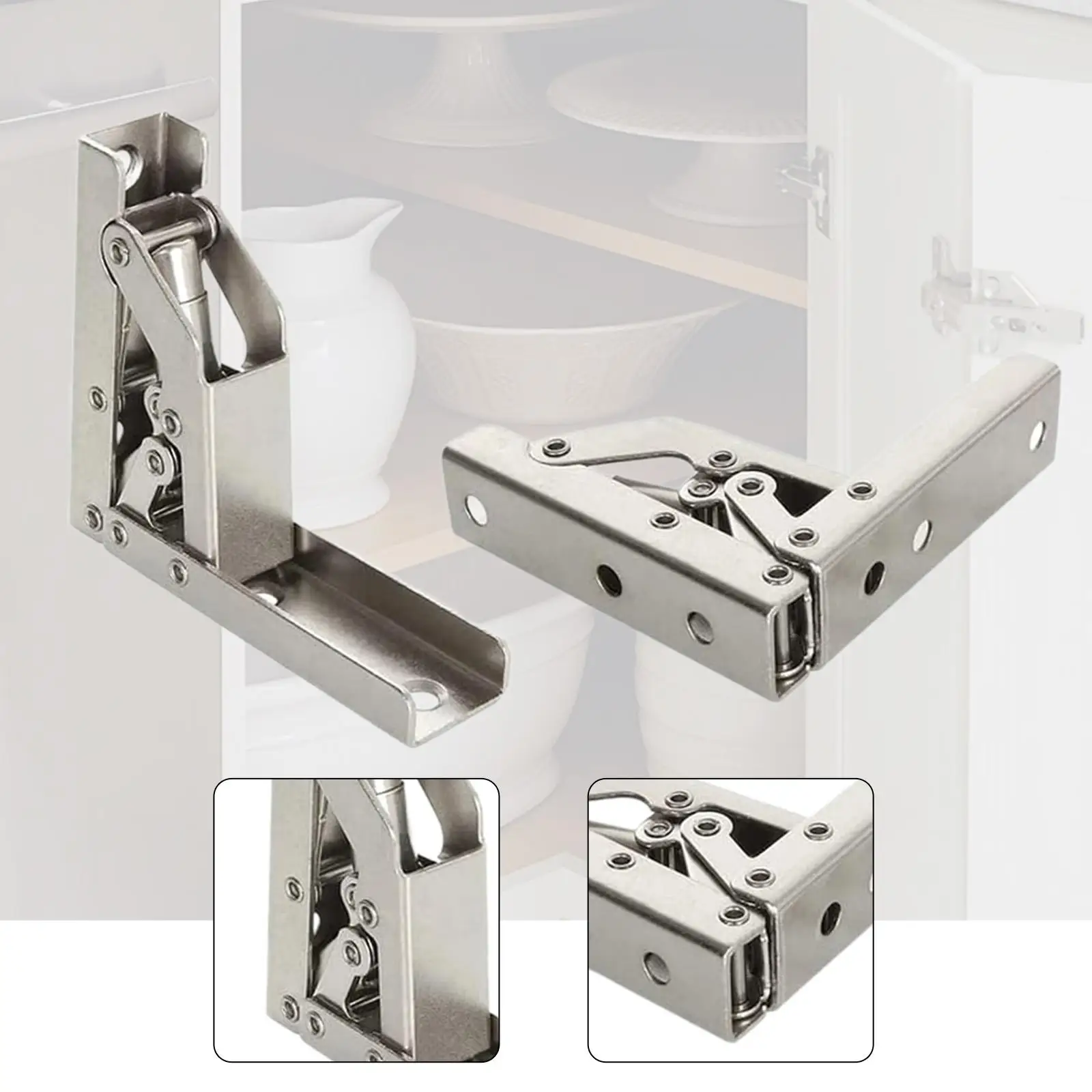 2x 90 Degree Folding Hinges Tables Sturdy Hidden Brackets for Home Dorm Cafe