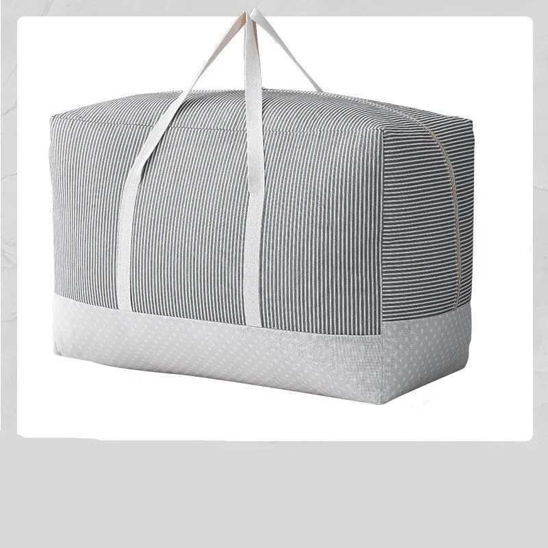 بسيطة مخطط طباعة نمط حقيبة التخزين المنزل لحاف الملابس الغبار واقية حقيبة التخزين سعة كبيرة تتحرك الأمتعة التعبئة حقيبة