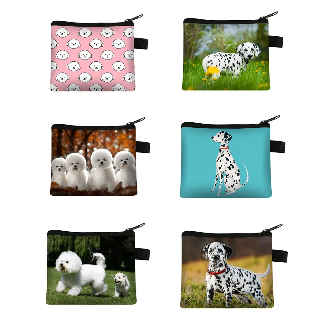 

Bichon Frise / Dalmatian Dog Coin Bag Cute Purse Small Clutch Bag Travel Girls Credit Card Earphone Money Holder Bag Mini Wallet