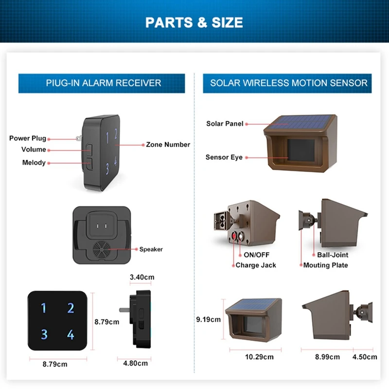 FULL-800 метров солнечная беспроводная сигнализация на подъездной дороге уличный атмосферостойкий датчик движения и детектор DIY система оповещения с вилкой европейского стандарта