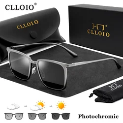 CLLOIO Classic Men Pilot Polarized Sunglasses Men Women Photochromic Driving Sun Glasses Chameleon Anti-glare Travel Eyeglasses