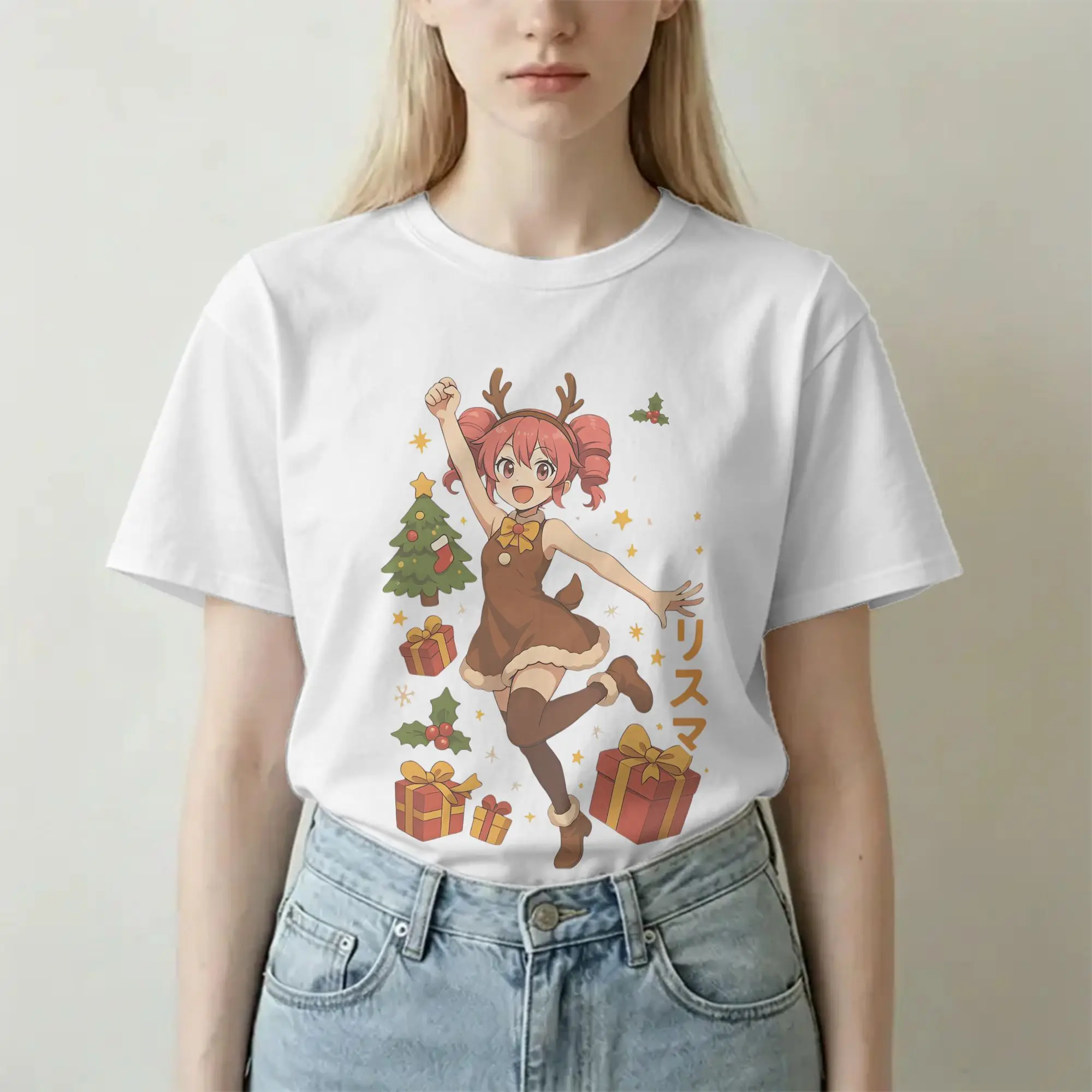 Camiseta de Natal Kasane Teto Anime para homens e mulheres, camisetas de algodão puro, gola redonda, manga curta, roupas plus size