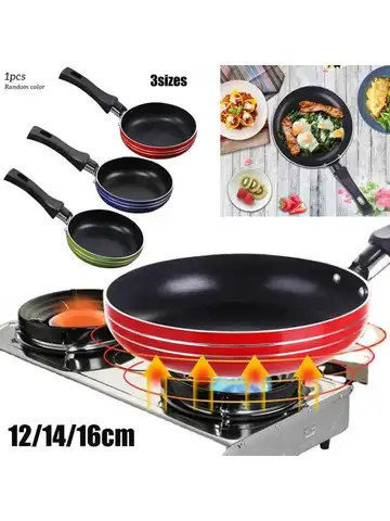 12cm/14cm/16cm Mini Frying Pan Non-Stick Steel Frypan Pot Saucepan For Cookware Kitchen Cookware Fry Eggs Tools Frying Pan