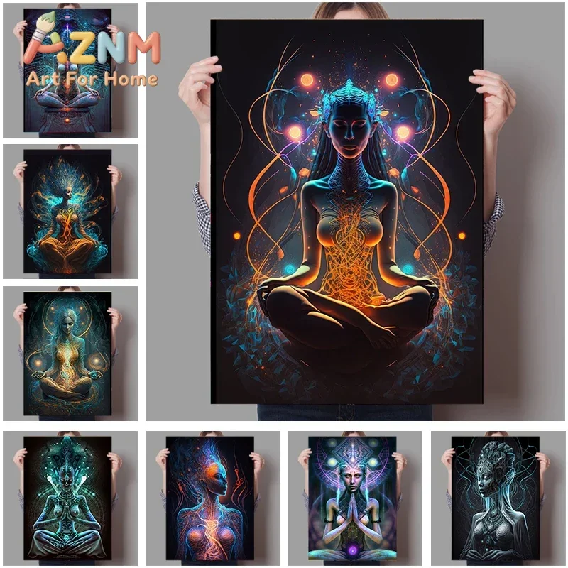 Women From Dmt Realm Graceful Meditation Canvas Painting Posters and Prints Living Room Bedroom Wall Art Home Decor Cuadros