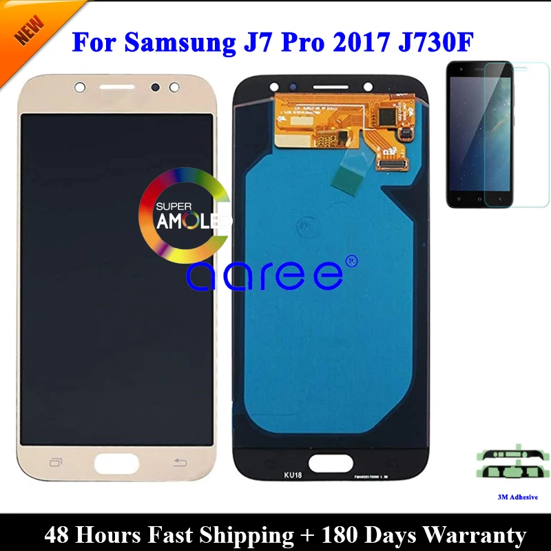 AMOLED OLED For Samsung J7 Pro 2017 J730 LCD Display For Samsung J7 2017 J730F LCD Screen Touch Digitizer Assembly + Adhesive