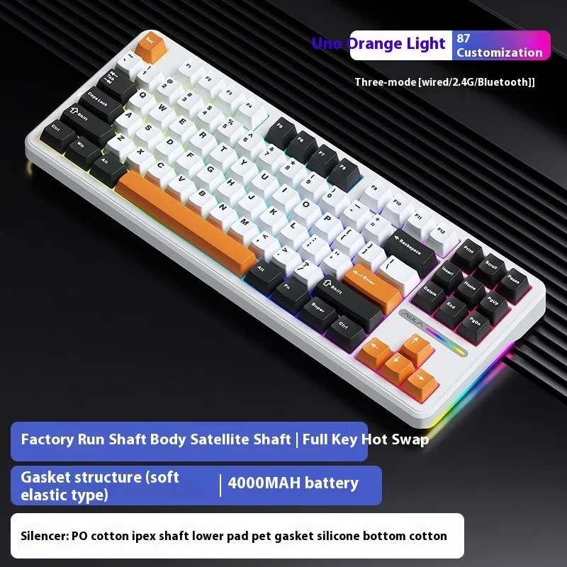 

Aula F87 Mechanical Keyboard Three Mode Rgb Hot Plug Wireless Game Keyboard Pbt Gasket Spider F87 Keyboard Ergonomics