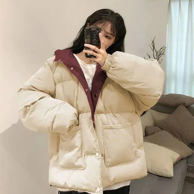 両面着用可能 ダウン レディース ゆったり 冬用コート パン型 小さいサイズ 綿入り