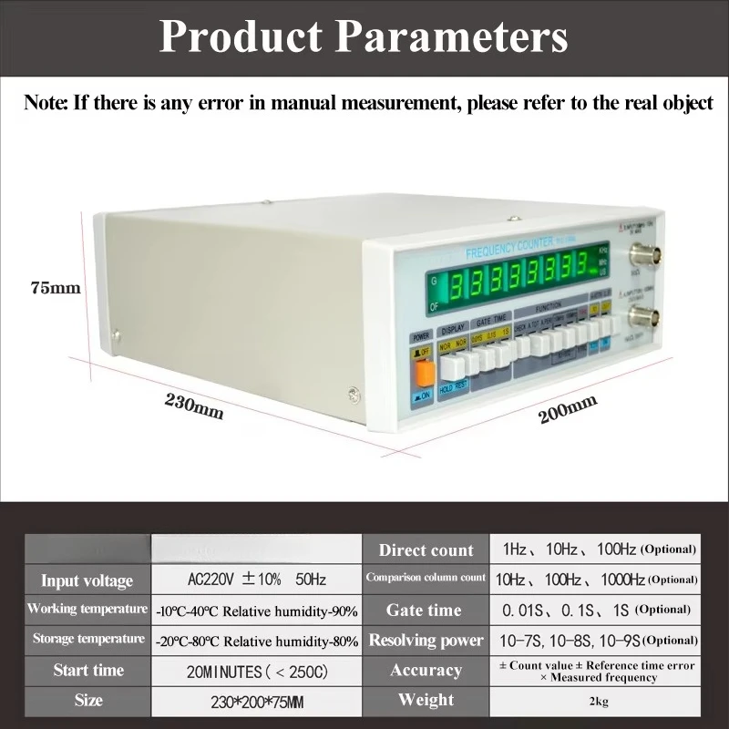 

TFC-1000L frequency meter 1GHZ 8-bit LED display 100mhz-1GHZ self-test high-precision frequency counter 10hz