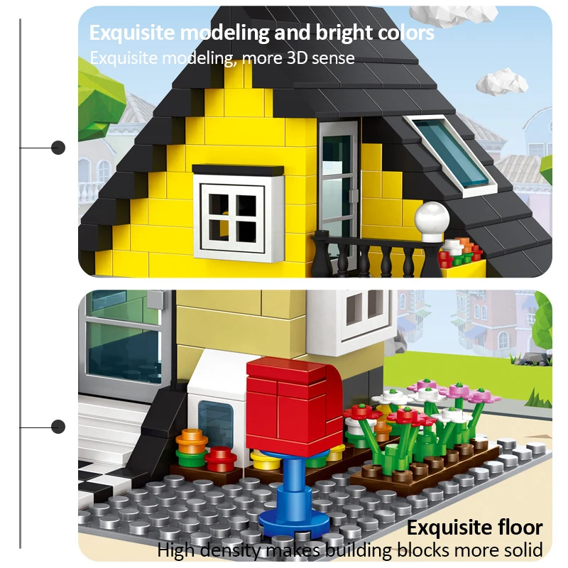 House Villa Architecture Cottage Model Building Blocks bricks Friends for girl Beach Hut Modular Home Village creative city shop