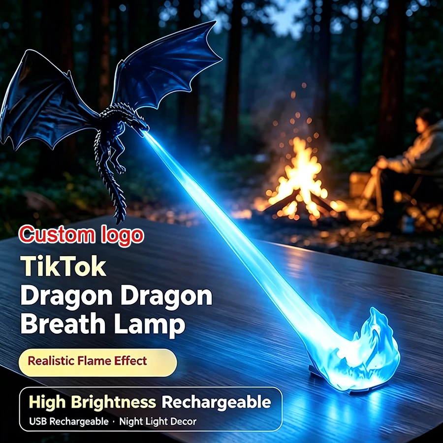 3D Custom Printed Fire Breathing Dragon Flying Dragon Shelf Decor Lover Gift for Halloween Model Lamp Desktop Ornament