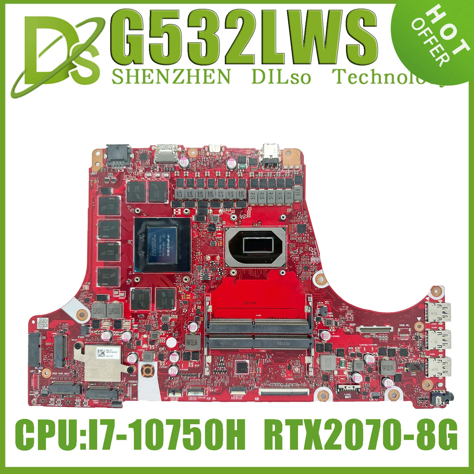 

KEFU G532LWS Laptop Motherboard W/I7-10750H RTX2060 GTX1660TI RTX2070 For ASUS ROG G532LWS G532LW G712LV G712LW G732LV Mainboard