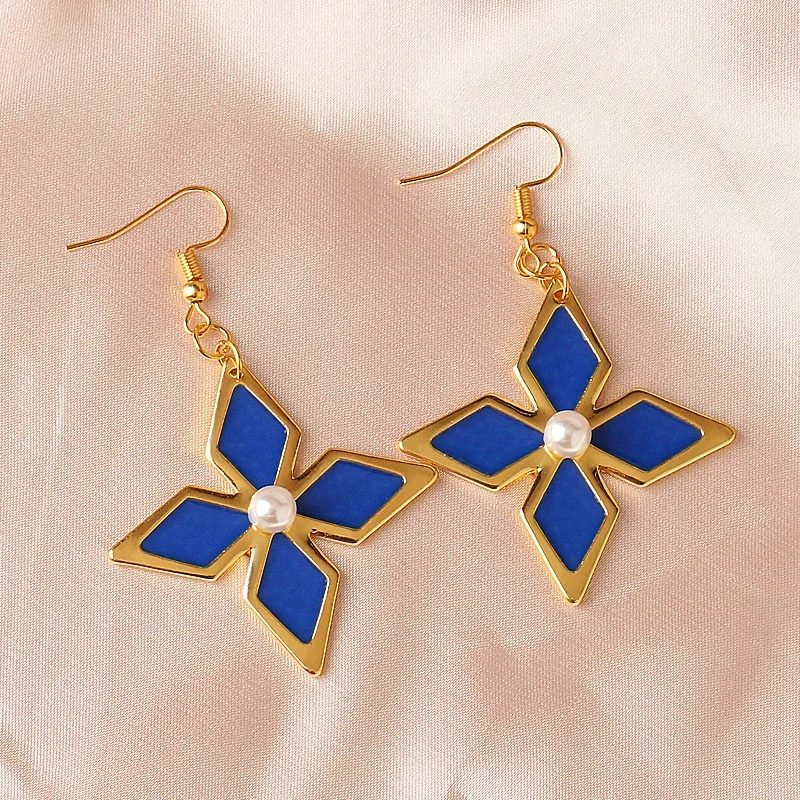 أقراط تارتاجليا من Genshin للرجال والنساء ، قرط قطرة ماء حمراء ، مشبك أذن تنكري ، مجوهرات حفلات للأطفال ، جديد