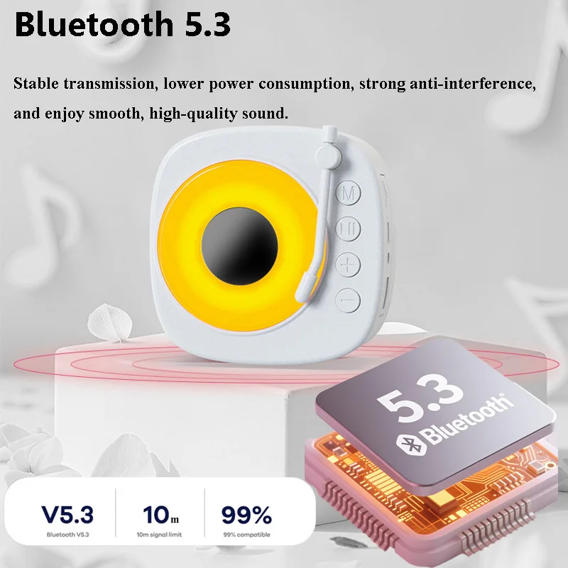 Bluetooth-динамик с RGB-подсветкой, винтажный проигрыватель, Hi-Fi звук, музыкальная коробка, рекордер, TF USB AUX, аудиоотверждение, мини-ретро, виниловый плеер