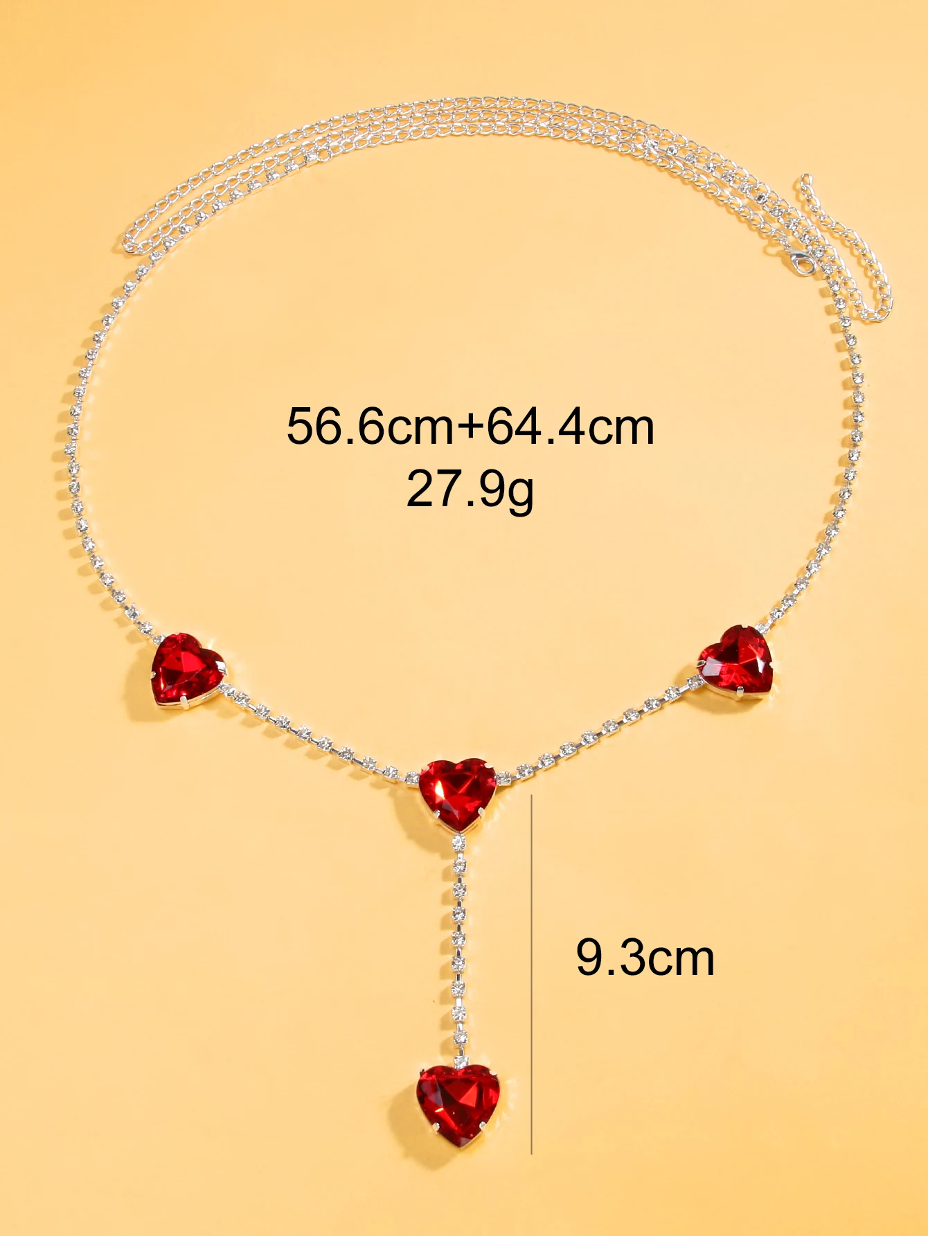 Luxury Heart Rhinestone Waist Chain Jewelry Red For Women Sparkling Fashion Waist Chain New Product