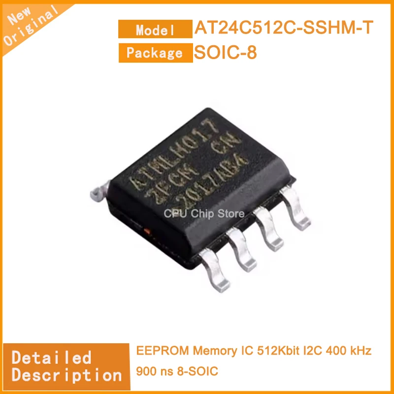 20Pcs/Lot  New Original  AT24C512C-SSHM-T  AT24C512C-SSHM EEPROM Memory IC 512Kbit I2C 400 kHz 900 ns 8-SOIC