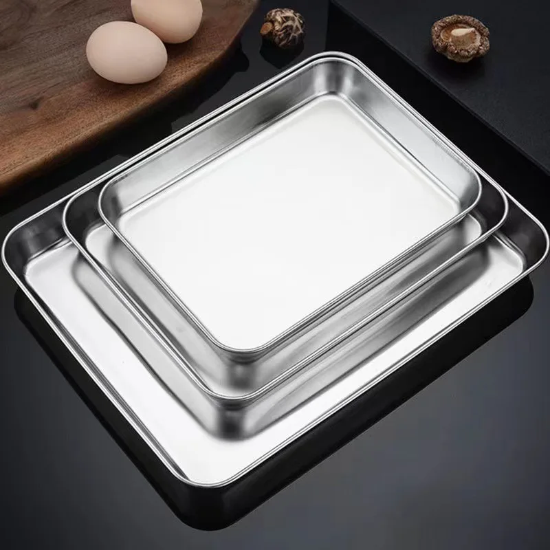 

Stainless Steel Cake Pan Rectangle Pastry Bakeware Non-stick Bread Pizza Pies Baking Tray Kitchen Barbecue Food Cooking Plate