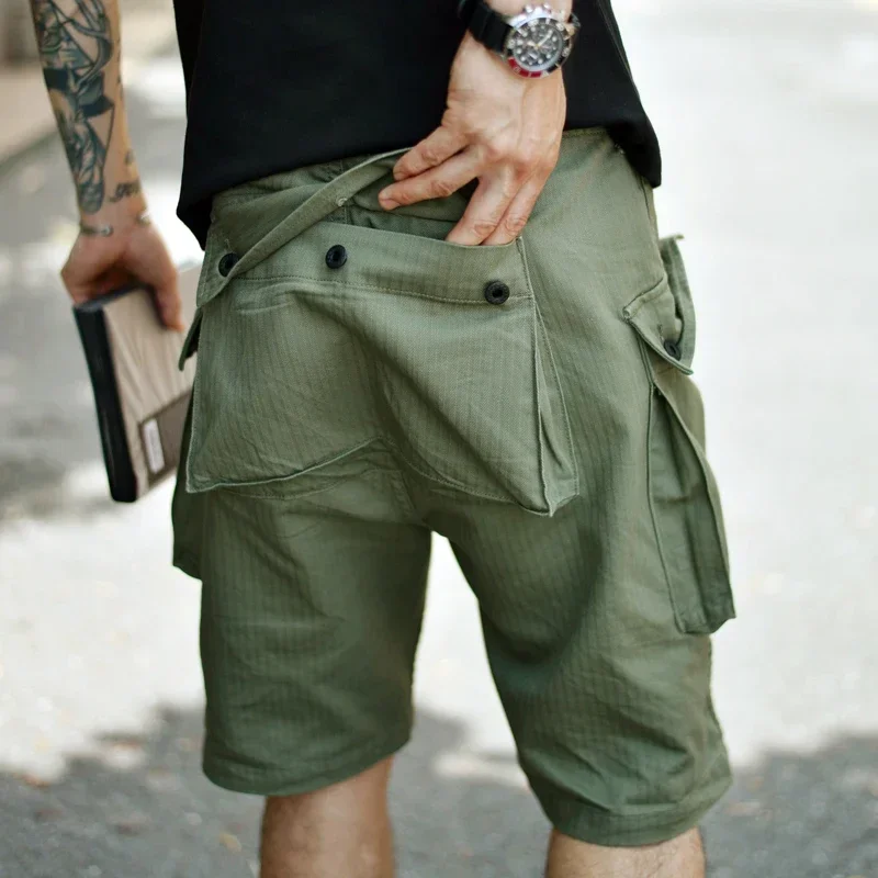SauceZhan USMC P44 U.S. ARMY HBT Shorts VINTAGE Casual Shorts American Retro Military Shorts Overalls Mens Shorts Baker Pants