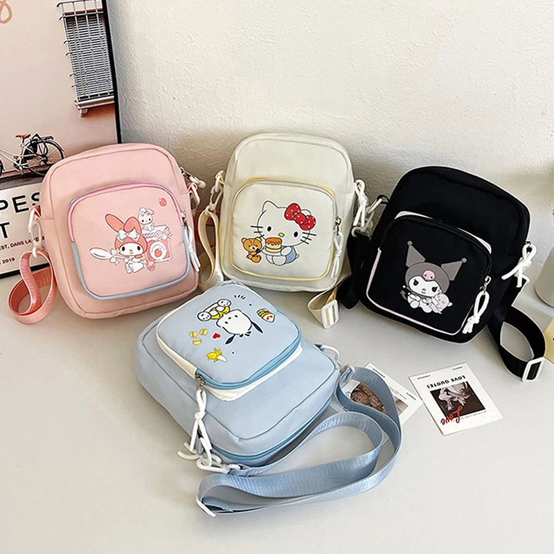 1PC Cartoon Cute Anime My Melody Large Capacity Shoulder Bag Sanrio Kuromi Messenger Bag Fashion Cosmetic Bag Holiday Gifts