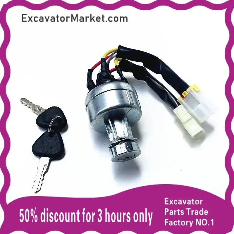 

Excavator ignition switch electric door lock start switch ignition lock high quality parts For VOLVO EC55/140/210/240/290/360