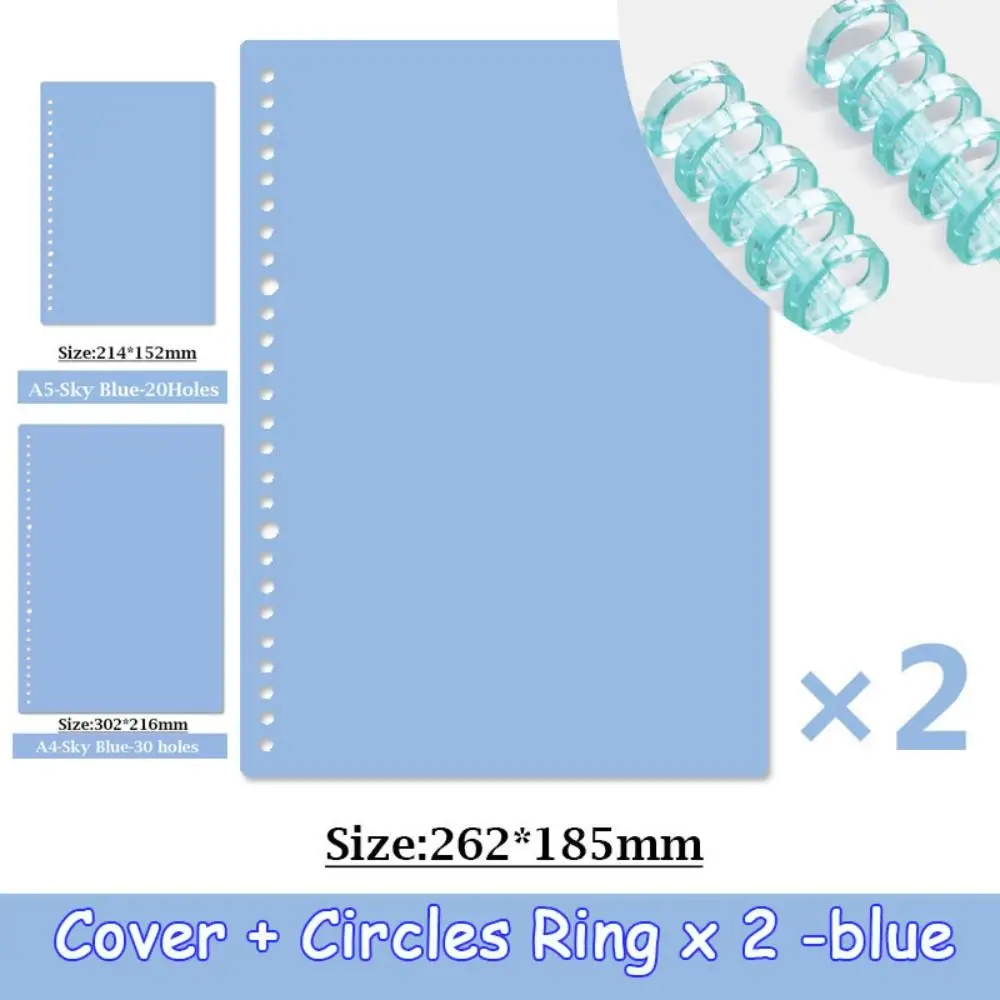 4Pcs A4 A5 B5 Loose-leaf Book PP CoverColorful Binder Spiral Ring Transparent Plastic Cute Stationery Office School Supplies