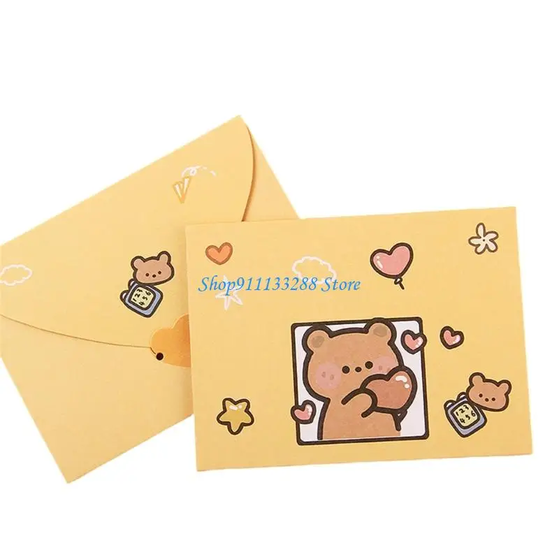 G88D Birthday Card Cartoon Animal Greeting Cards Envelope Memos Card Festival Card