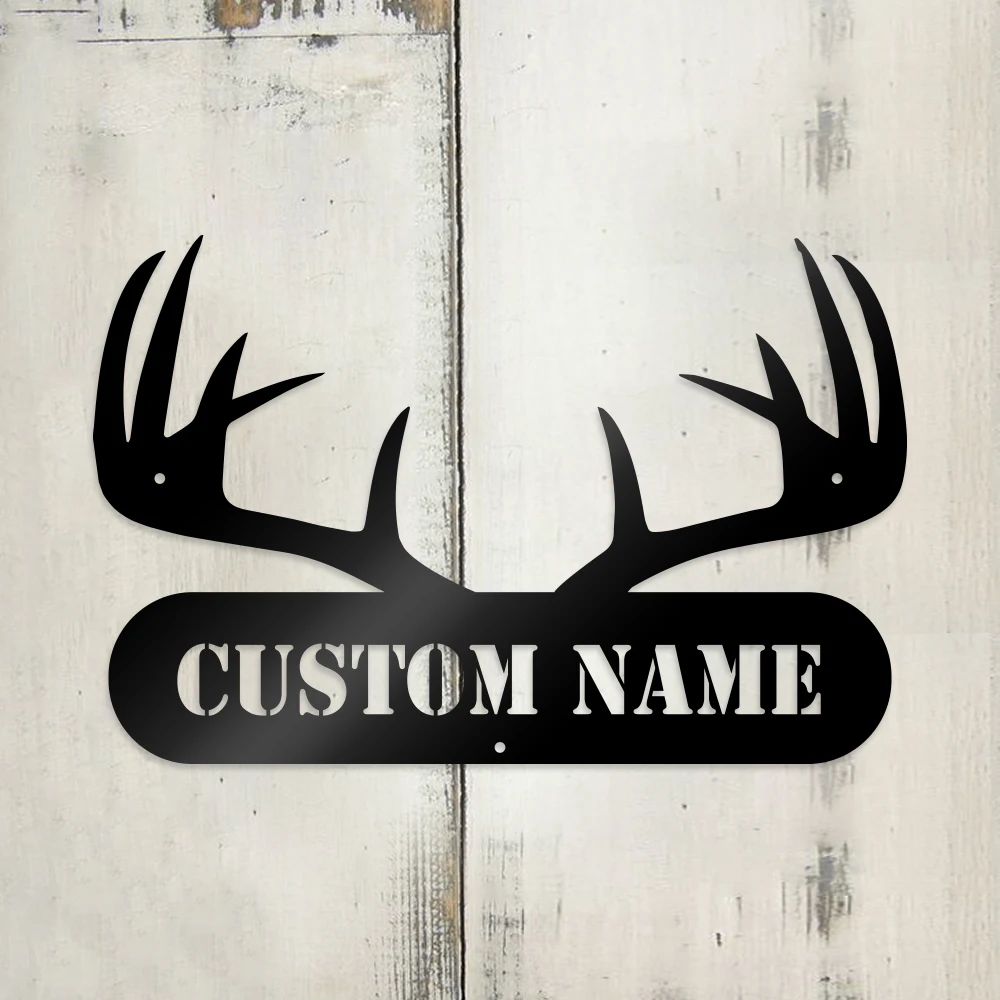 

1pc antlers creative Customized Name Metal Wall Signs Iron Wall Plaque For Garden Decor