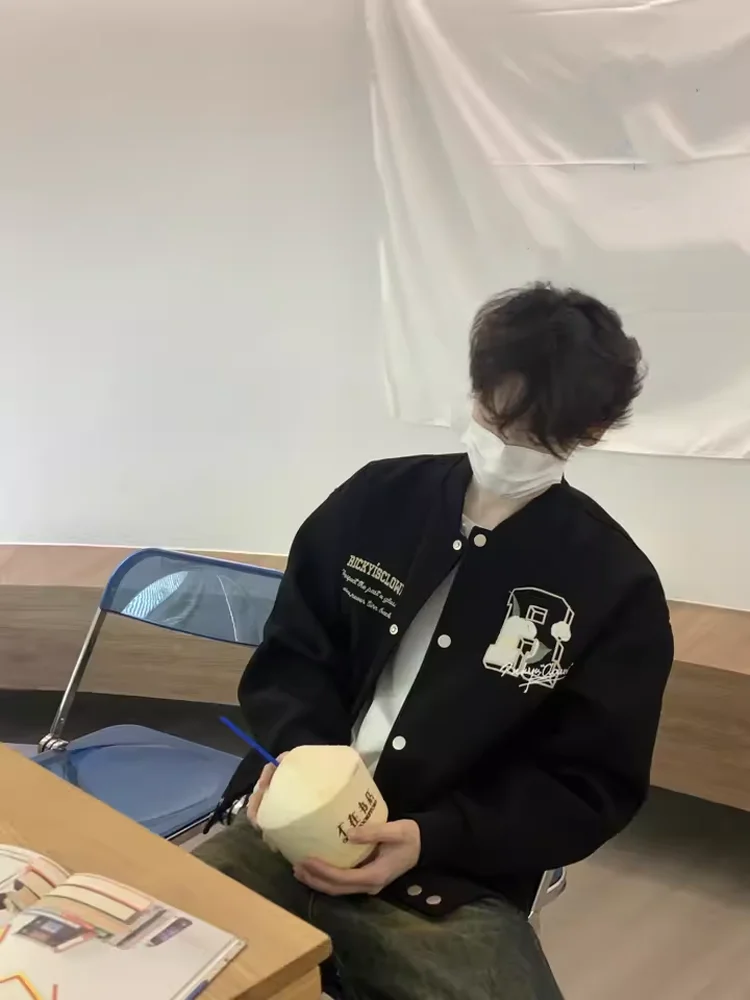 

Американская бейсбольная куртка в стиле High Street для мужчин, осенняя верхняя одежда, вышитая, плотная, в университетском стиле, модный открытый кардиган для пар