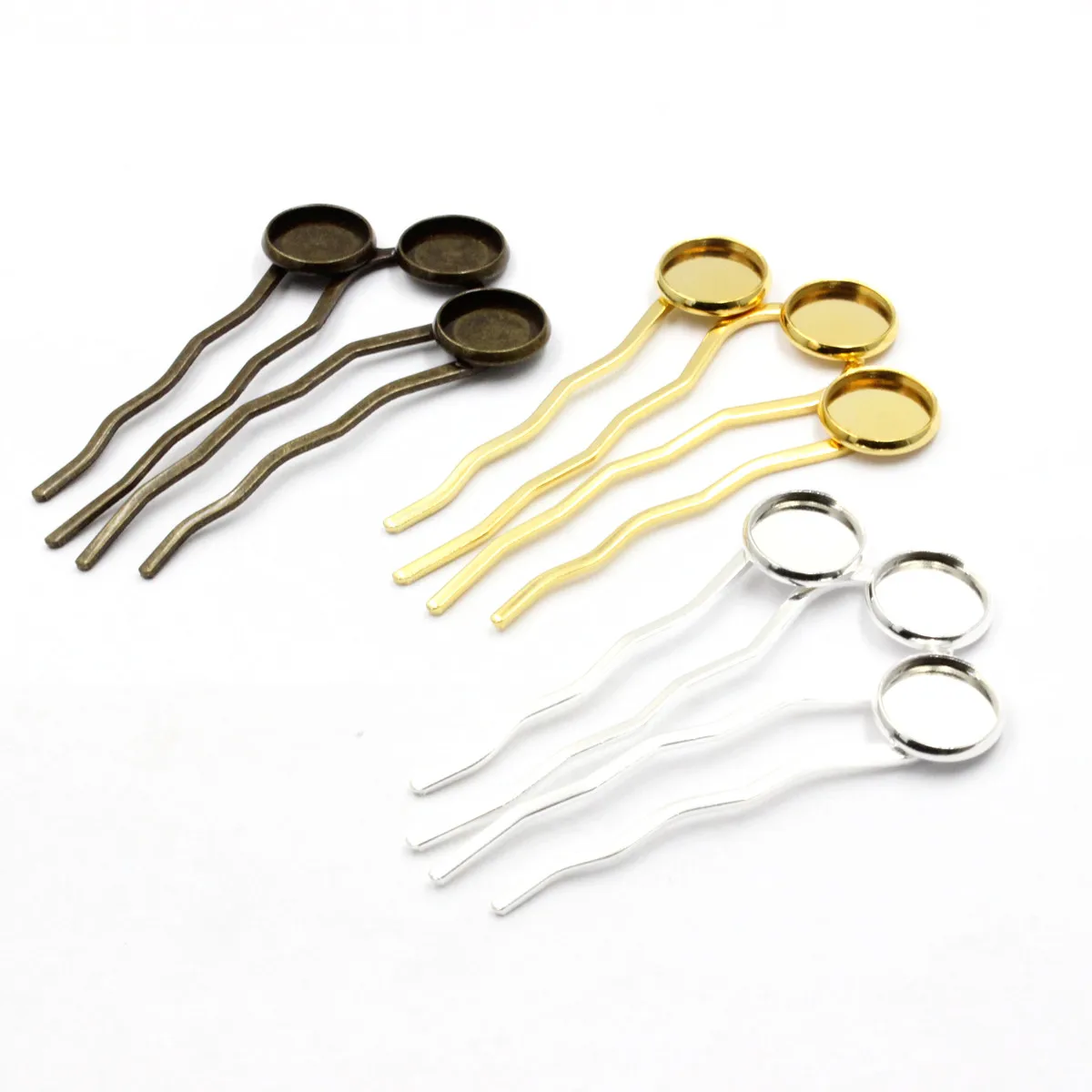 Fit 12mm Copper Cabochons 3 Bases Comb Hairpins Blank settings Hair Clips Diy Making Accessories 35x65mm 5pcs K05263