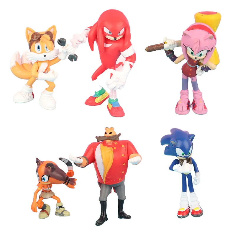 Sonic Action Figures Clubhouse Birthday Party Cake Decoration Kawaii Anime Figure Toys for Kids PVC 6pcs Set