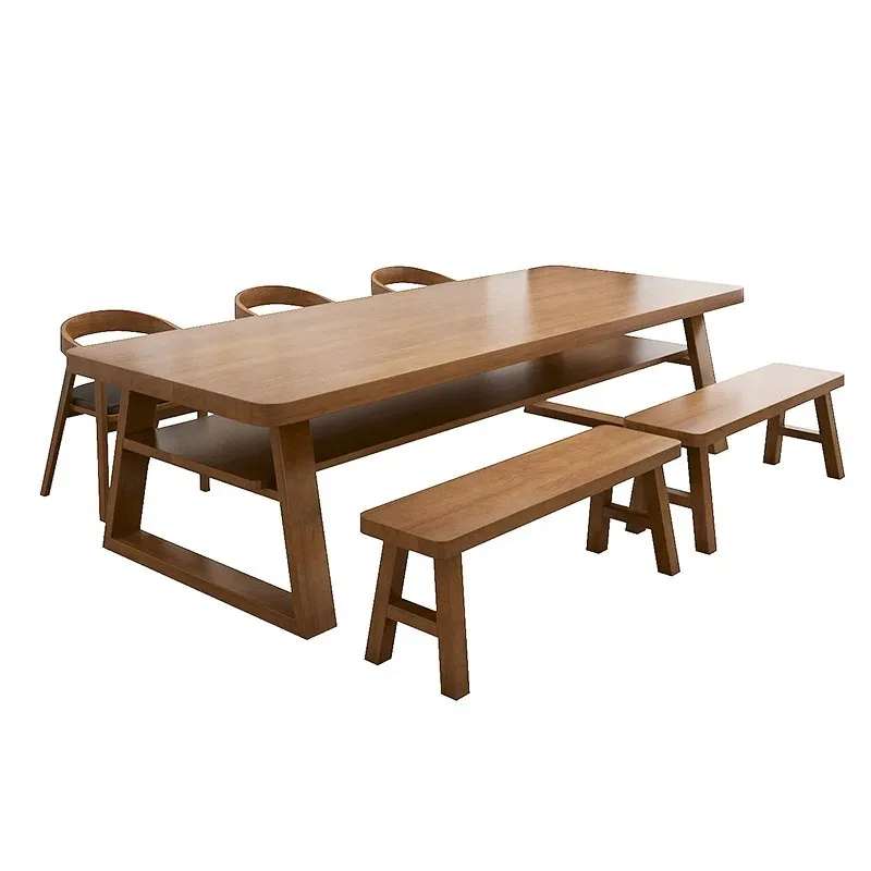 

Living room double solid wood desk and chair combination