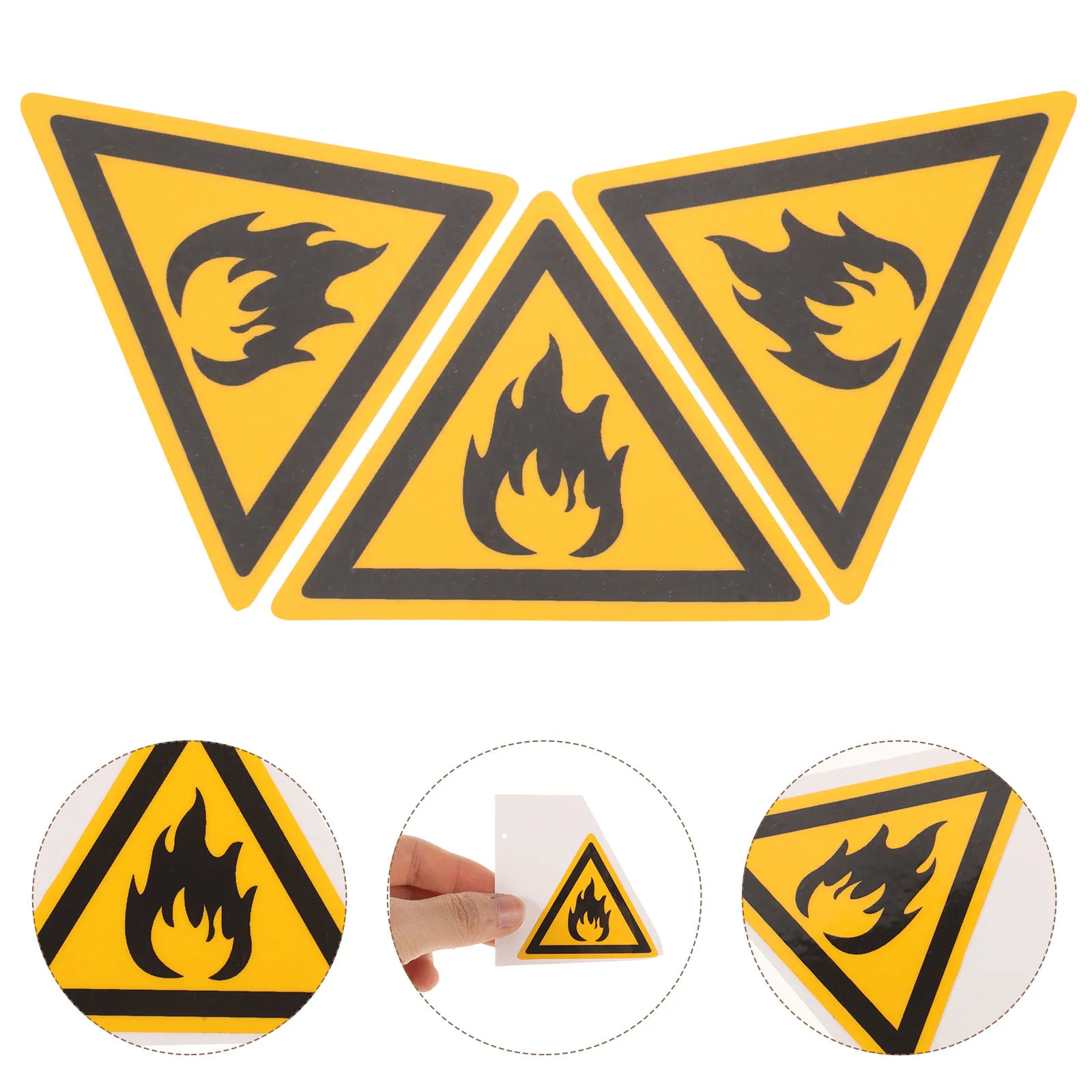 3Pcs Safety Warning Sticker Hazard Sign Smooth Bright Finish for Factory Warehouse School Fire Safety Decals