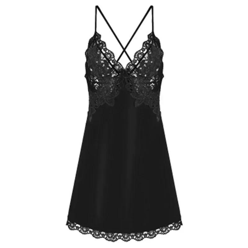 Spaghetti Women Out Rayon Mini Lace Strap Hollow Dressing Sexy Homewear Sleepshirt Home Floral Gown Nightgown