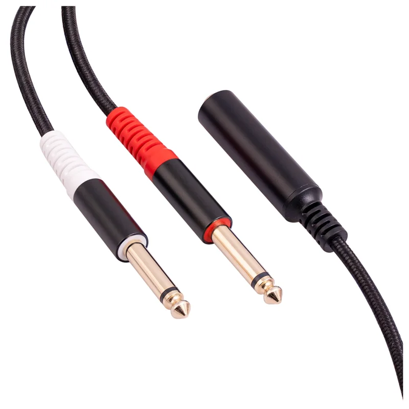 1Pcs 6.35mm 1/4 Inch Stereo TRS Female to 2 Dual 6.35mm Mono Male Y Splitter Cable Audio Adapter Cable