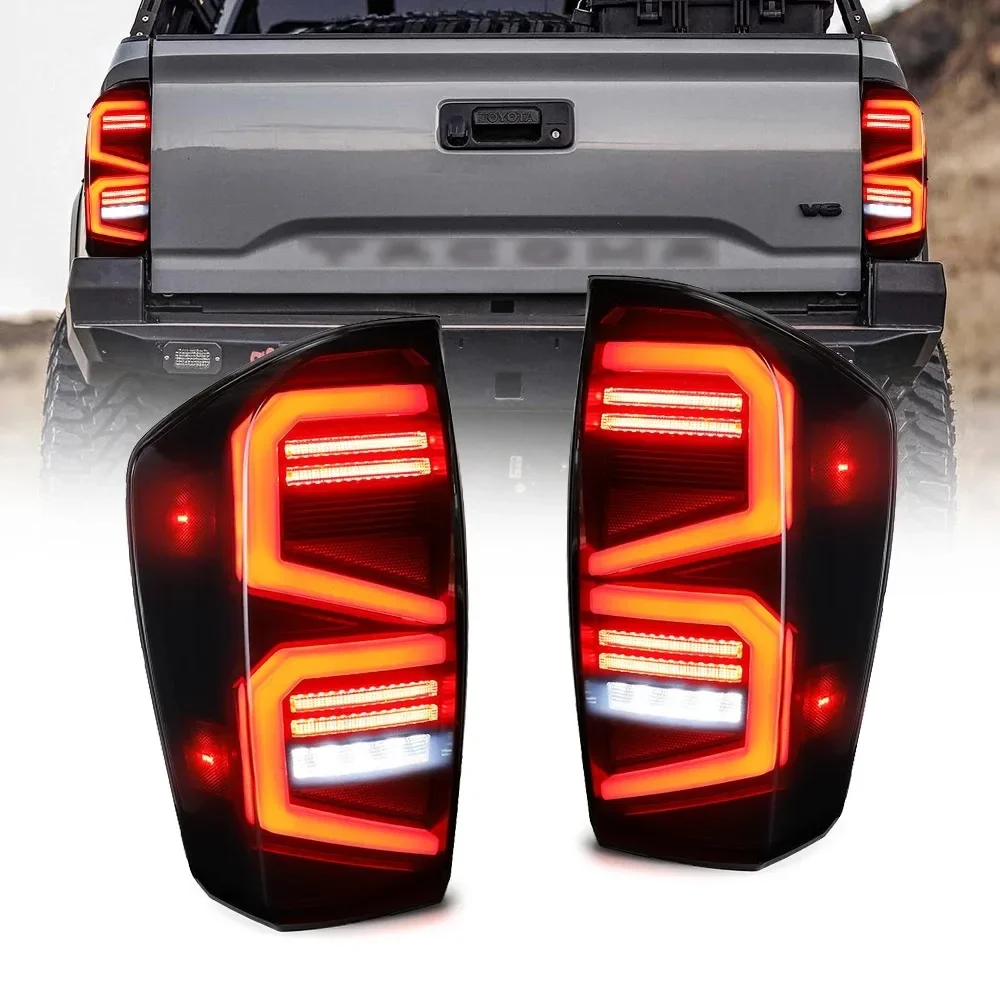 4x4 Off-Road Taillight Tail Lights Assembly For Toyota Tacoma 2016-2023 Rear Lamp DRL + Turn Signal + Reverse + Brake LED Lights