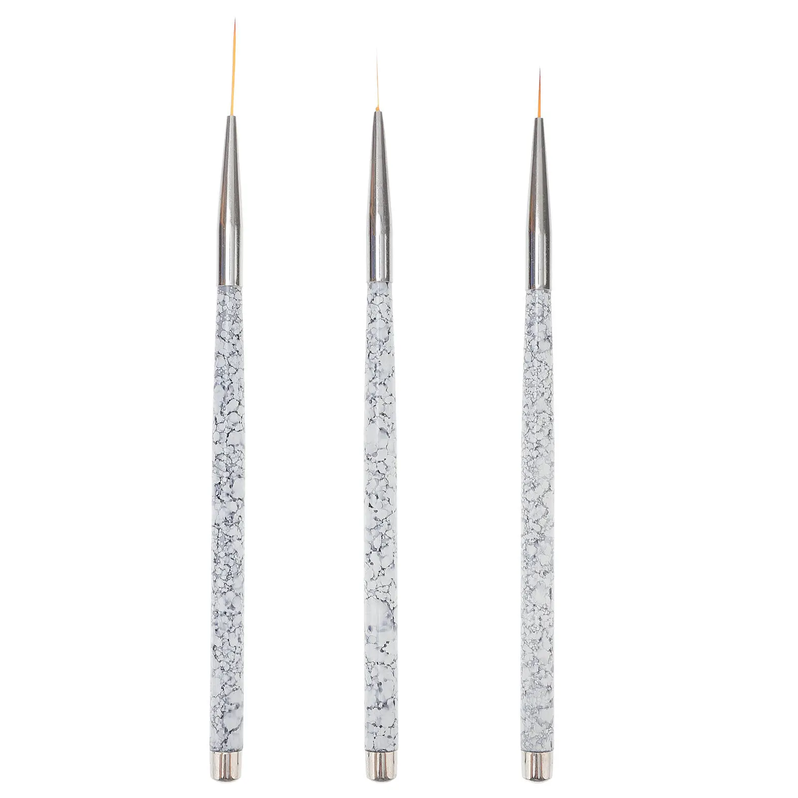 3Pcs Marble Pattern Nail Art Brushes Thin Tip Painting Brush for DIY Nail Tool Detail Paint for Fine Lines Flowers Patterns