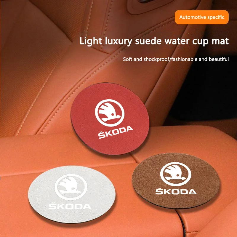 Car Coasters Non-Slipl Water Cup Pad Universal Cup Holders For Skoda Kodiaq Fabia Kamiq Karoq Octavia 3 A5 A7 Rapid Scala Kami