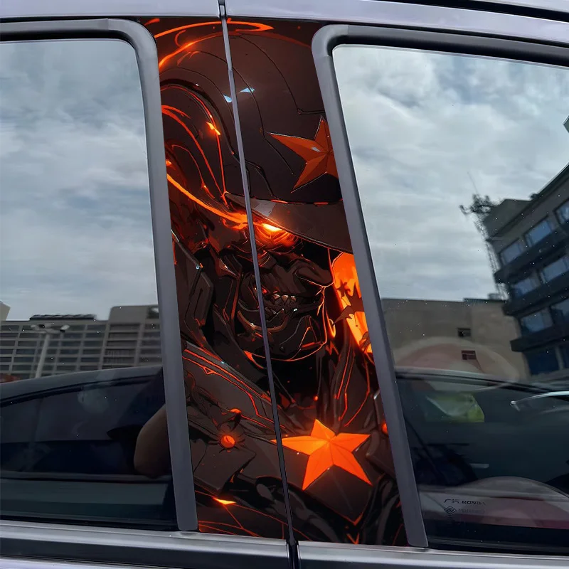 

2pcs Red, armored, helmet Car Sticker B-Pillar DIY Middle Pillar Vinyl Decorative Car Accessories Sticker