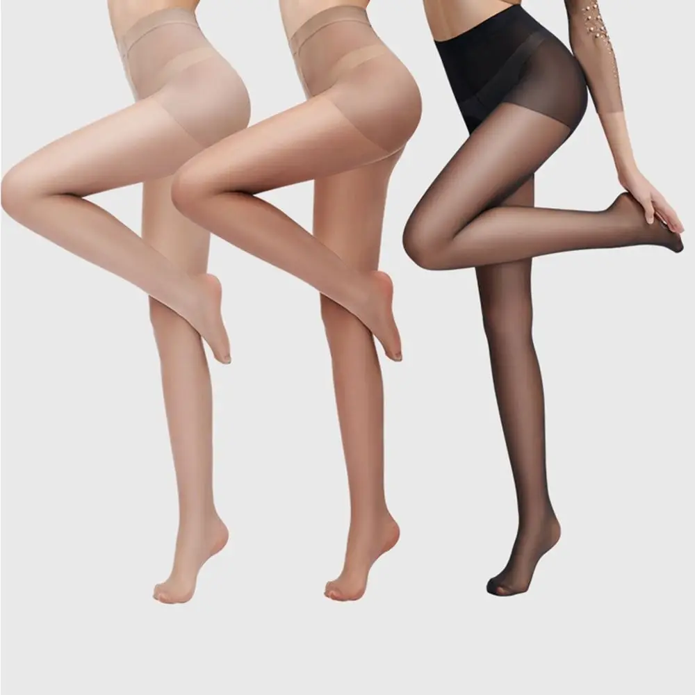 Vita alta trasparente da donna Tights-10D con supporto e collant con dita rinforzate