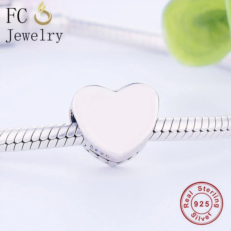 FC Jewelry Fit Original Pan Charms Bracelet Authentic 925 Silver Sample Silent Love Heart Bead For Making Women Berloque 2022