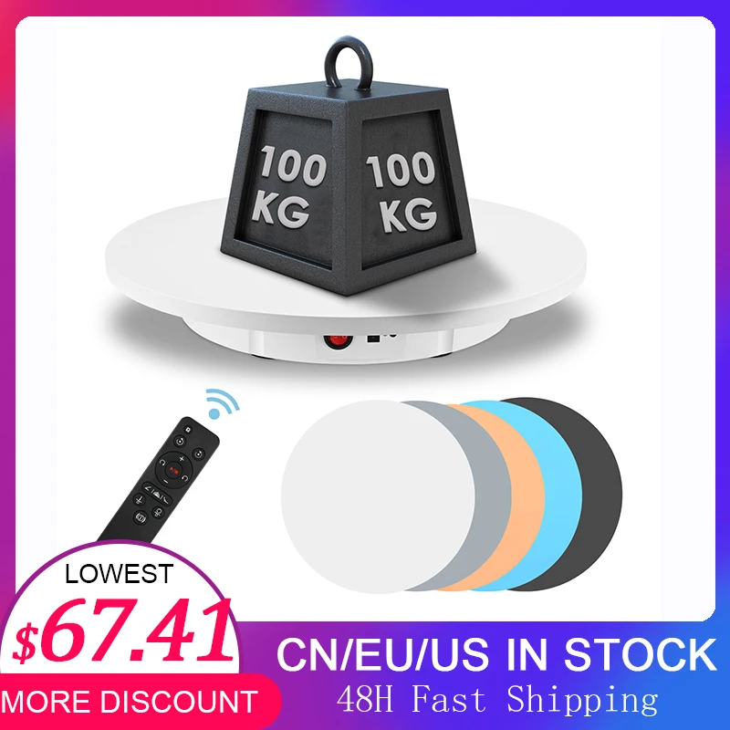 Fotografia Rotating Display Stand 360 Produto Elétrico Mesa Giratória para Vídeo 100kg de Carga 42cm