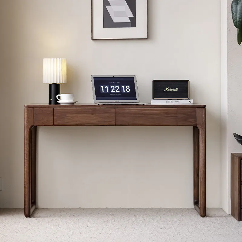 

Письменный стол из цельного черного ореха (Северная Америка), компактный, для дома и учебы, компьютерный стол, рабочий стол