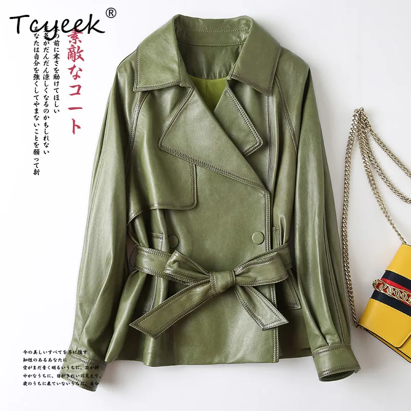 Tcyeek Weiche Schaffell Frühling Herbst Koreanische Version Abnehmen Trendy Anzug Kragen Schulter Ärmeln frauen Aus Echtem Leder Jacke