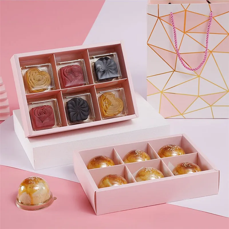 

5/10Pcs Geometric Moon Cake Packaging Boxes Baking Cookie Gift Snowflake Pastry Gift Bag Wholesale